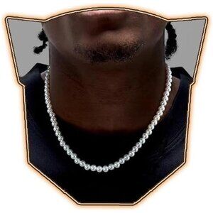 Pearl Necklace 6MM Dainty Round Imitation Pearl Choker Necklace Trendy